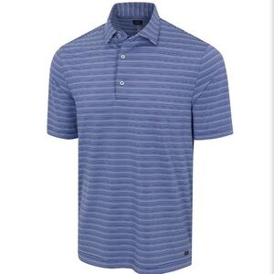 Greg Norman ML75 STRETCH PANORAMA STRIPE POLO Tropic Navy Golf Shirt